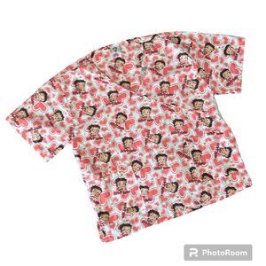 Betty Boop Valentine's Heart Print Scrub Top Size 3XL XXXL Medical Dental Vet